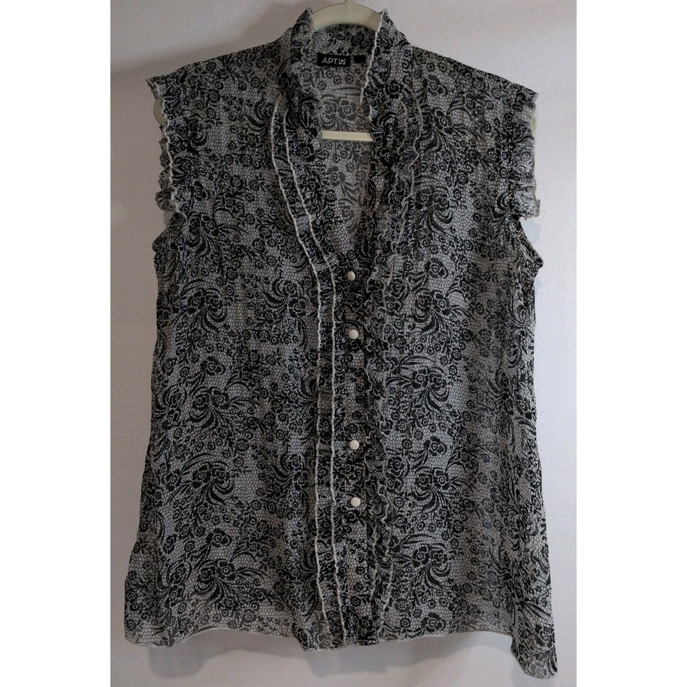 Apt. 9 Sleeveless Ruffled Floral Lace Blouse Size Large